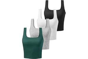 Joviren Crop Tank Tops for Women Workout Cropped Athletic Shirts | 4 Pack Cotton Racerback Yoga Tops
