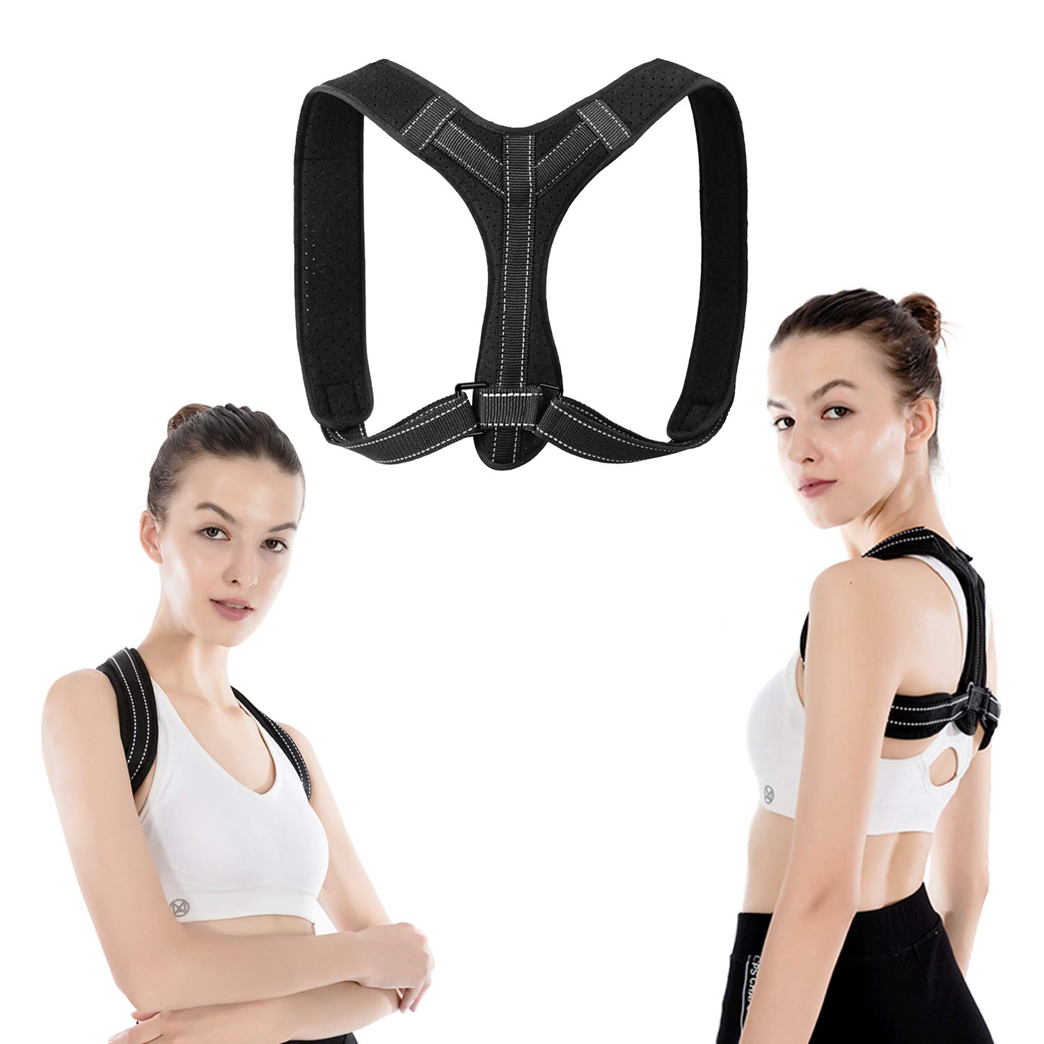 Posture Corrector for Men Women Upper Back Straightener Brace for Clavicle Support Adjustable Shoulder Brace for Posture Correction and Pain Relief from Neck, Back and Shoulder (Black, one Size)