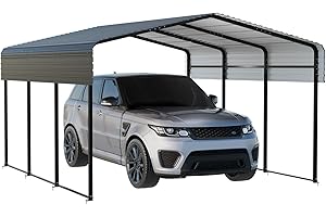 NUGRIART Metal Carport 10 x 15 FT with Heavy Duty Frame & Galvanized Steel Roof, Metal Car Garage, Sturdy Canopy Shelter for Car, Truck, Pickup, SUV, Tractor, and Boat