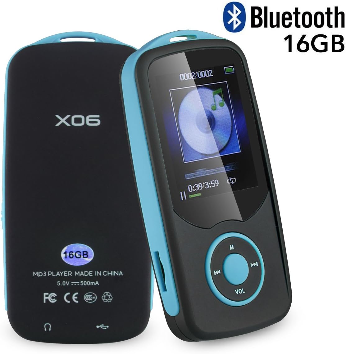 Mp3 Music Player with Bluetooth 16GB Support up to 64GB-Blue by FULITY