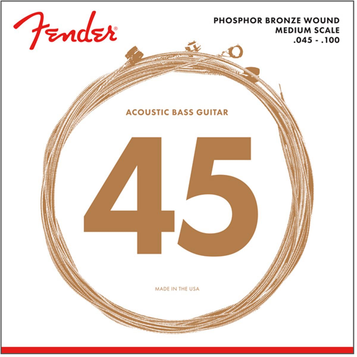 Fender 7060 Acoustic Bass Strings, Phosphor Bronze, .45-.100 Gauges, (4)