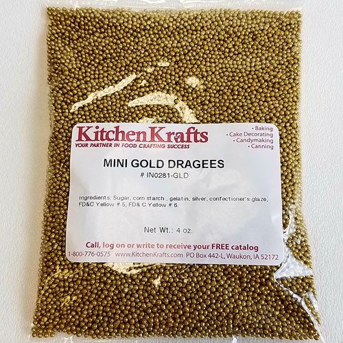 Kitchen Krafts Gold Mini Dragees, 2.5 mm