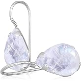 925 Sterling Silver Gemstone Teardrop Earrings – Small Dainty Birthstone Earrings for Women - Silver Dangle Earrings