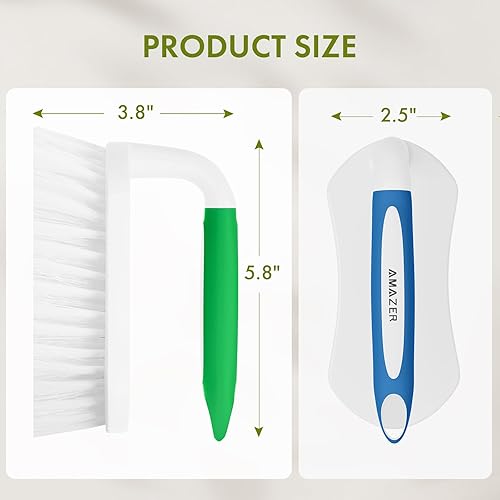 BITOPE 2 Pack Deep Cleaning Brush Set, Scrub Brush With Comfort Grip, Stiff Bristles Cleaner Scrubber For Kitchen, Sink, Bathroom, Shower Floor-Blue&White - View #8