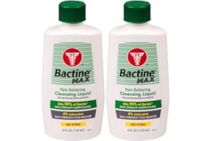 Bactine Max Pain Relieving Cleansing Liquid with Lidocaine, First Aid Pain + Itch Relief, Kills 99% of Germs, 4oz 2 Pack