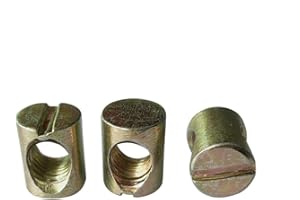 Metric M6 Barrel Nuts Cross Dowels Slotted Nuts 10 Pcs for Furniture Beds Crib Chairs