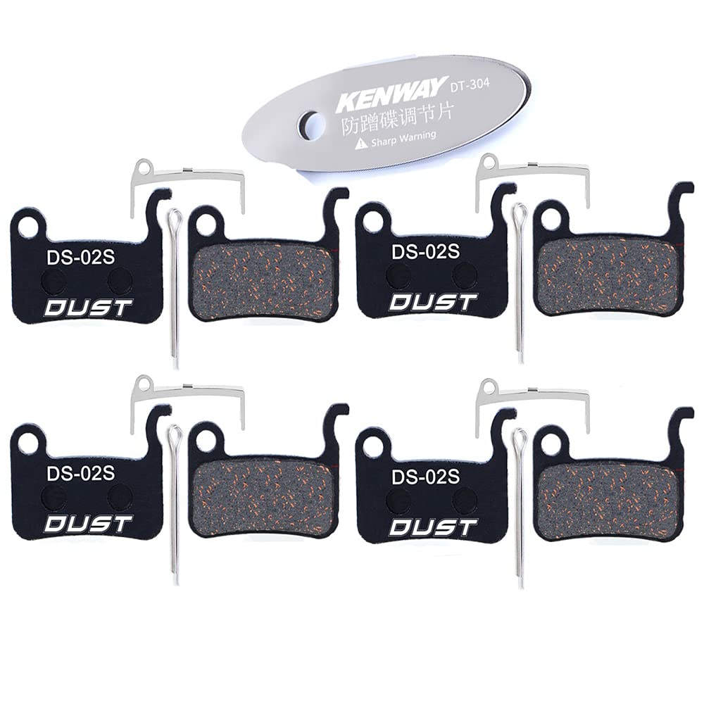 CYCEARTH 4 Pairs Bike Bicycle Disc Brake Pads for Shimano Deore XT XTR LX SLX Hone ZOOM Saint (Semi-Metallic/Sintered Metal) (Semi-Metallic)