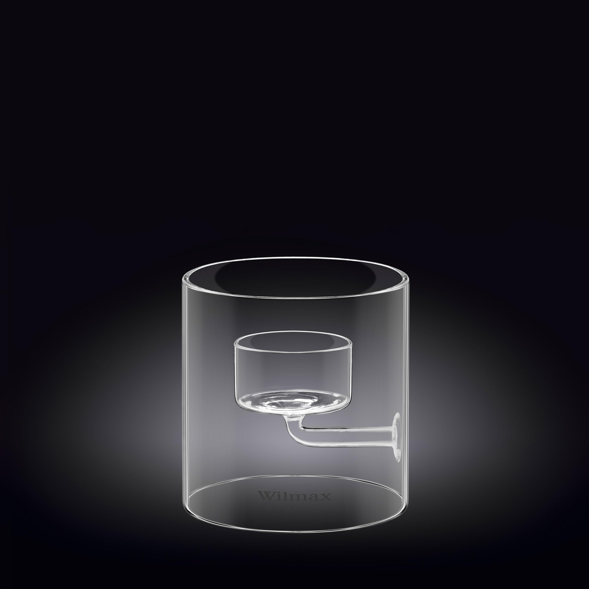 Wilmax WL-888904/A Borosilicate Glass Candle Holder for 1 Tea Light, 9 cm Height