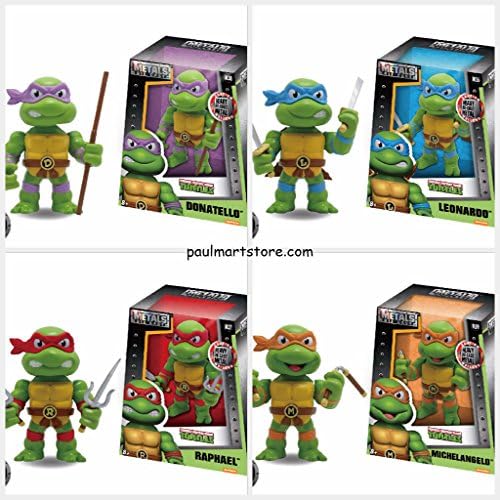 Jada Diecast Teenage Mutanat Ninja Turtles TMNT 4" Metal Bundle Set Leonardo, Michelangelo, Donotello, Rafael