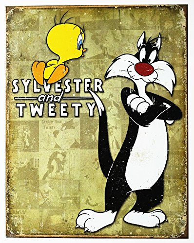 Tweety & Sylvester Retro Tin Sign 16 x 13in