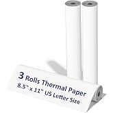 3 Rolls Thermal Printer Paper, Thermal Paper 8.5 X 11, A4 Printing Paper for Printer, Multipurpose US Letter Paper for Portable Printer, Printer Paper Roll for M08f M832 Inkless Printer