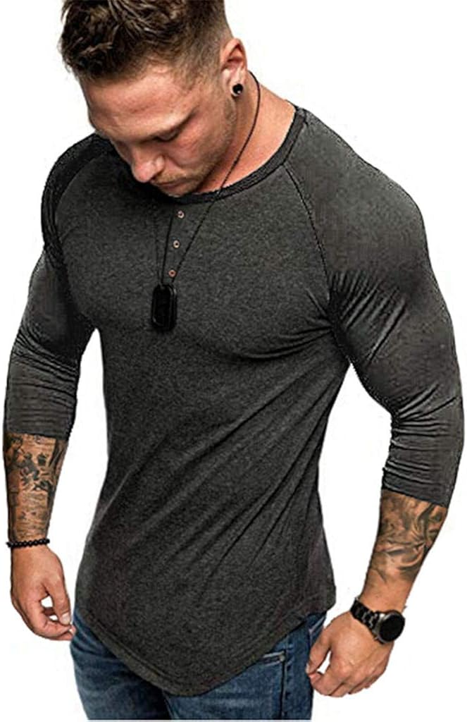 Amazon.com: IEasân Men Top,3/4 Long Sleeve Men Fashion Slim T-Shirt Solid Blouse Top Daily 