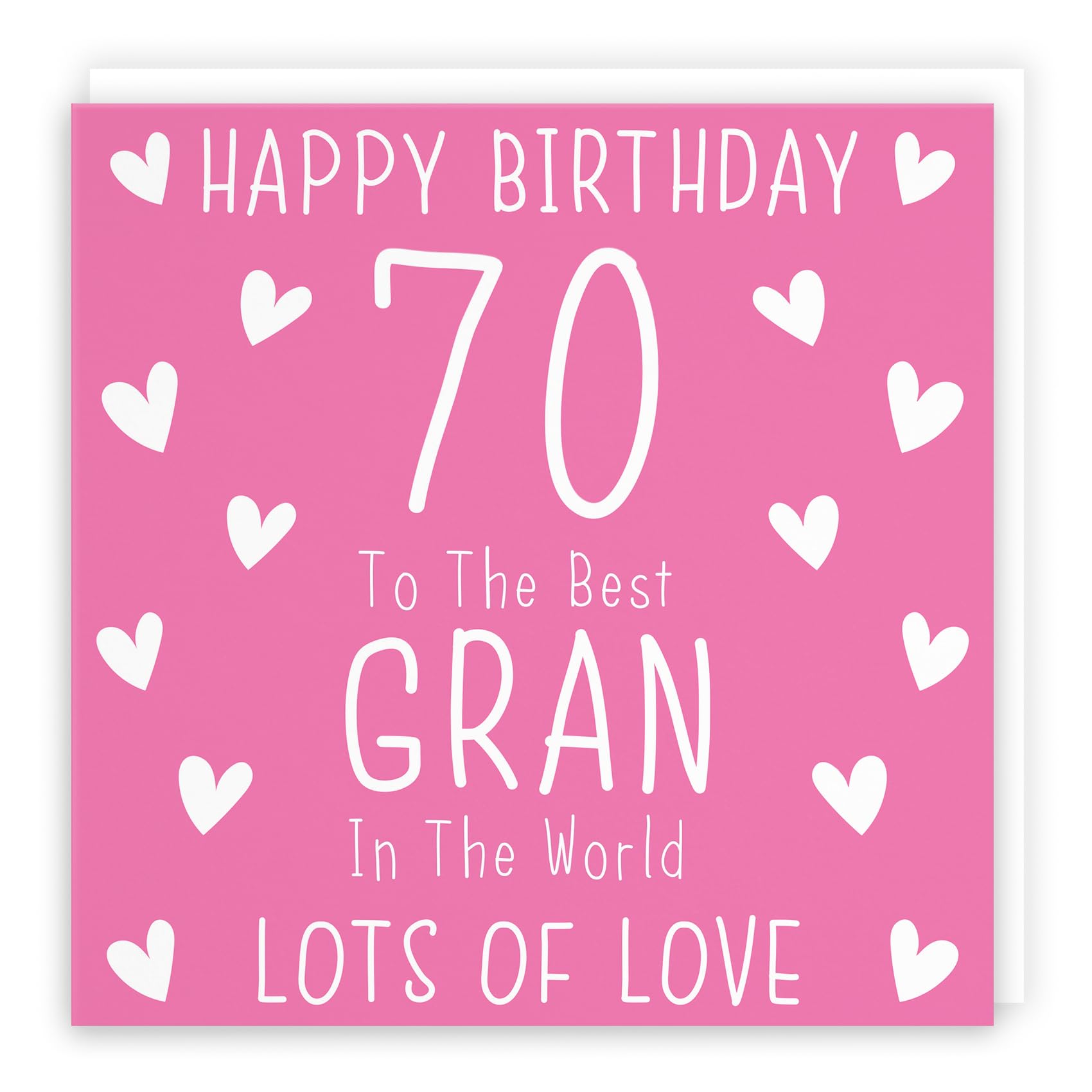 Hunts England - Large Gran 70th Birthday Card - Happy Birthday - 70 - To The Best Gran In The World - Lots Of Love - Iconic Collection - Large - 210 x 210 mm - Age 70