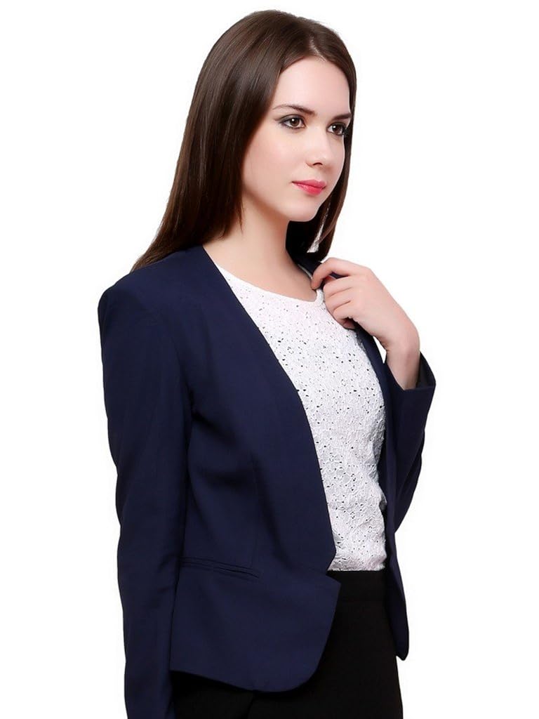 pannkh blue solid women's blazer
