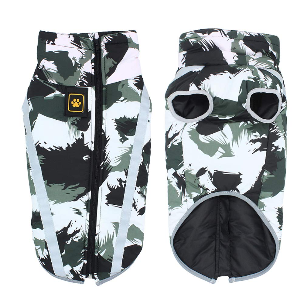 BT Bear Dogs Warm Coats Jackets,Dog Winter Clothes Soft Light Waterproof Coat Vest Padded Puffer For Small Dogs Medium Dogs (L, White Graffiti)