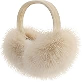 POMIJIAN Winter Women Earmuffs Furry Faux Fur Ear Muffs Fluffy Comfy Ear Warmer Girls Foldable Velvet Plush Ear Covers