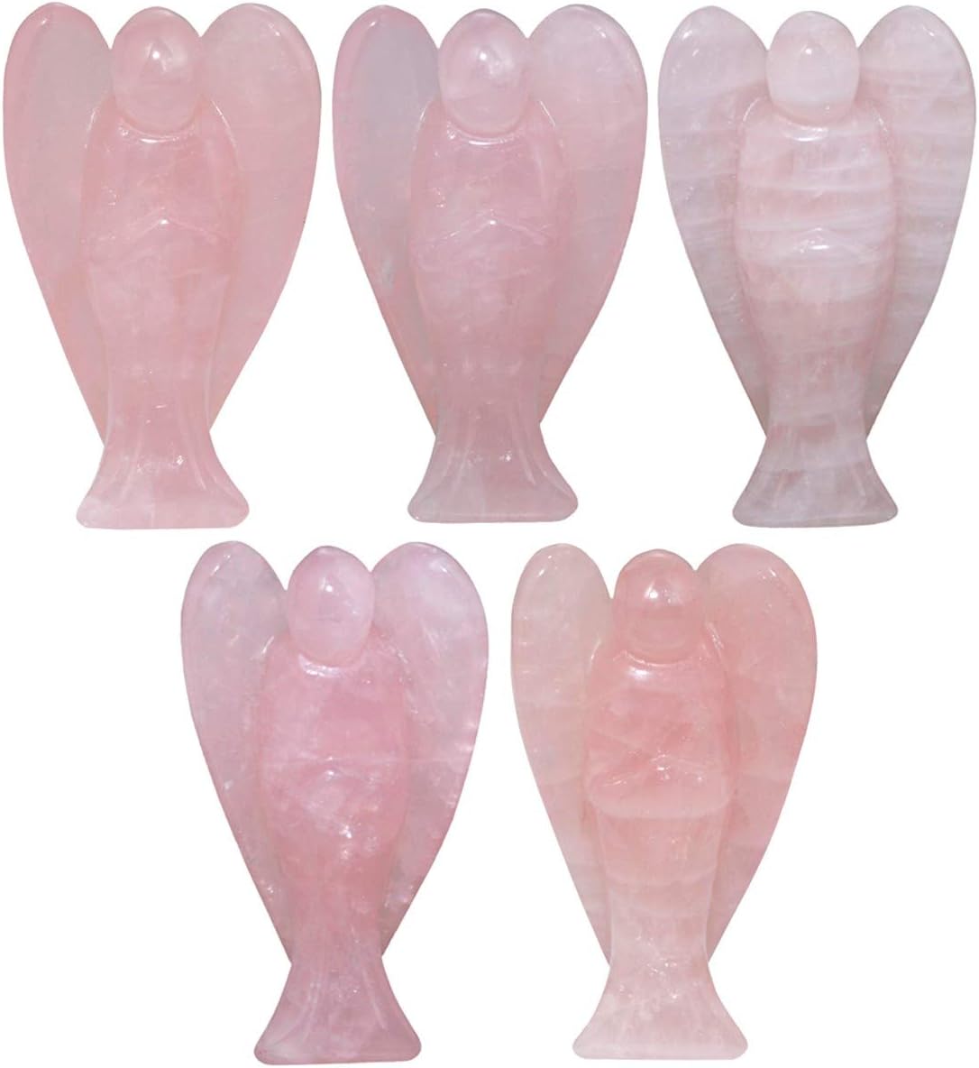 mookaitedecor 3 Inch Rose Quartz Crystal Guardian Angel Gemstone Carved Figurine Statue Pink Room Decor - Image 4