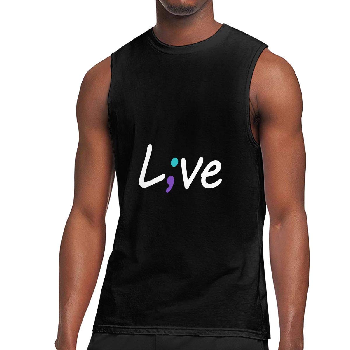 Sleeveless, Suicide Prevention Awareness Live Love Semicolon Workout S Gym Bodybuilding Black T Shirt