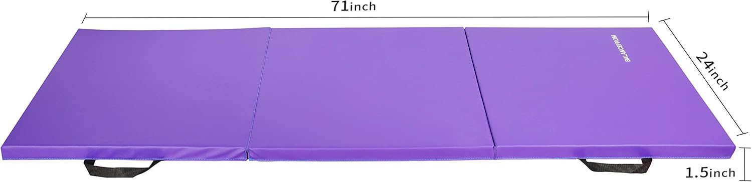 BalanceFrom 1.5" Thick Tri-Fold Folding Exercise Mat with Carrying Handles for MMA, Gymnastics and Home Gym Protective Flooring (Purple) : Sports & Outdoors
