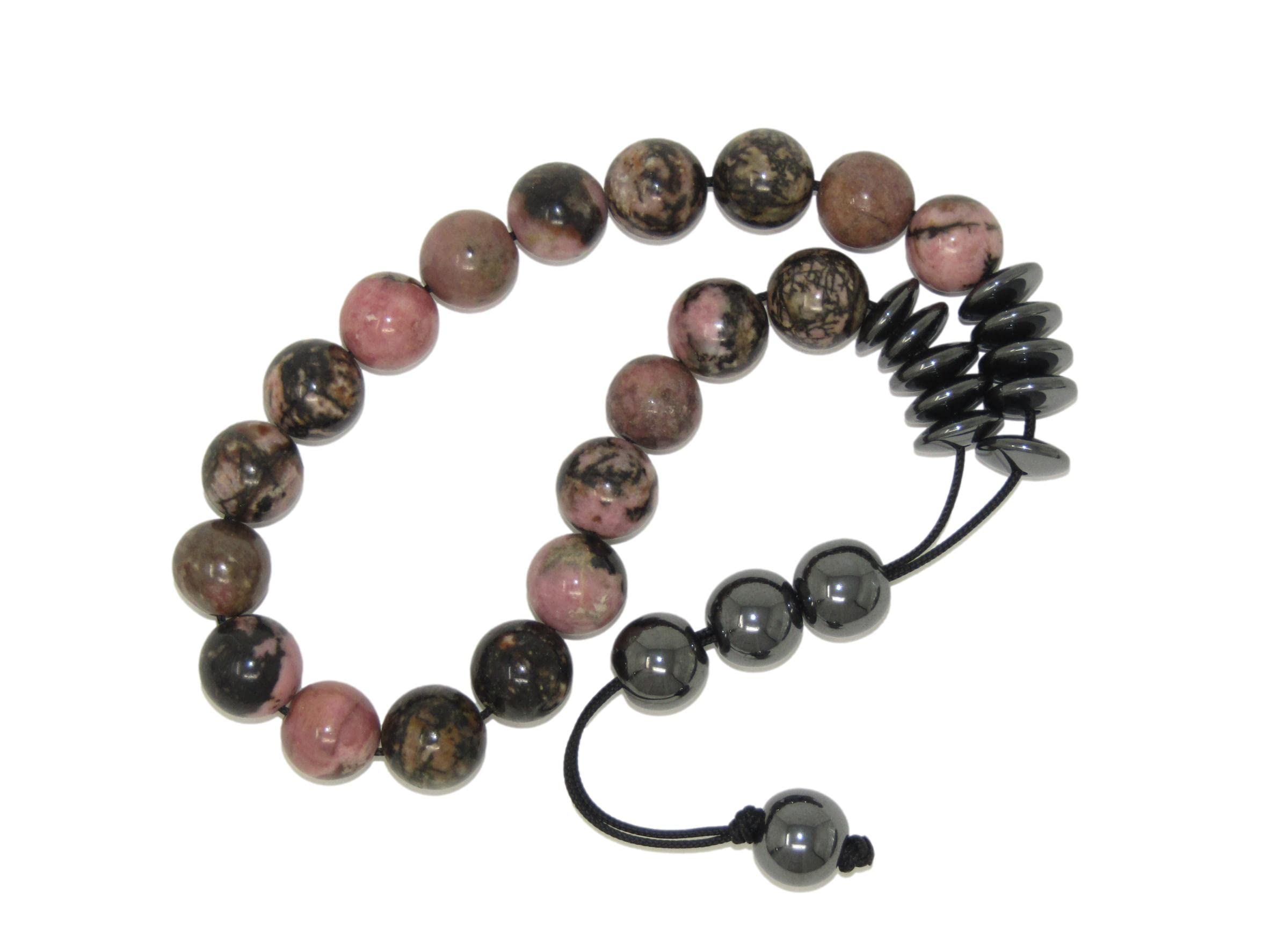 N3 RH - Loose Strung Prayer Worry Beads 10mm Rhodonite Gemstone Beads Handmade Design