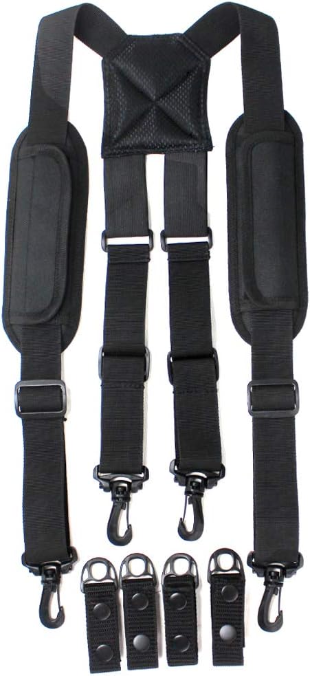 Police Suspender with Padded Shoulder Partial Elastic at Back loading more weight come with 4 pieces duty belt keeper