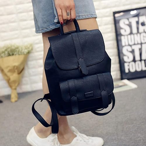 Amazon Co Jp バックパック ソリッド カラー レトロ ガール バッグ 黒 シューズ バッグ