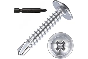 zcfochi Screws（200pcs）#8×1” for Sheet Metal Self-Tapping Screws 410 Stainless Steel Phillips Modified Truss Head Self-Drilling Screws High-Strength Quick Tapping Screws (#8x1")