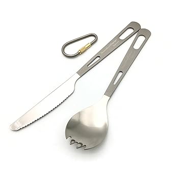 ZEARE Juego de cubiertos, tenedor de titanio, cuchillo, tenedor, cuchara, palillos