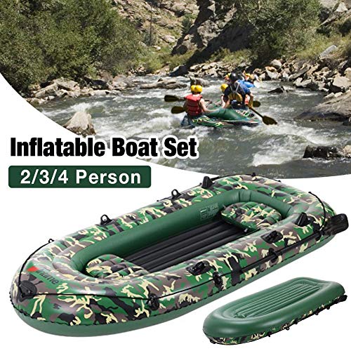 Bateau Gonflable Pour 2 à 4 Personnes, Radeau De Bateau Gonflable De 10 Pieds, Ensemble De Kayak Gonflable Durable En Pvc à 3 Couches Avec Pompe à Air à Pagaies, Pêche à La Dérive