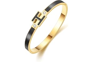 Hothink H Bracelets for Women,H Bangle Bracelets,Dainty 18K Gold Plated Bracelet,Easter Christmas Mothers Day Gifts for Womens