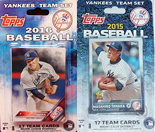 New York Yankees 2016 and 2015 Factory Sealed Team Set Gift Lot with 34 Exclusive Cards That Are Not Found in Packs including Alex Rodriguez, Masahiro Tanaka plus