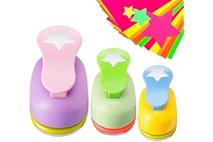 3 Pack Star Paper Punch, 2"/1"/0.59" Star Hole Puncher for Paper Crafts, Stars Punch Papers Cutter for Scrapbooking, DIY Albu