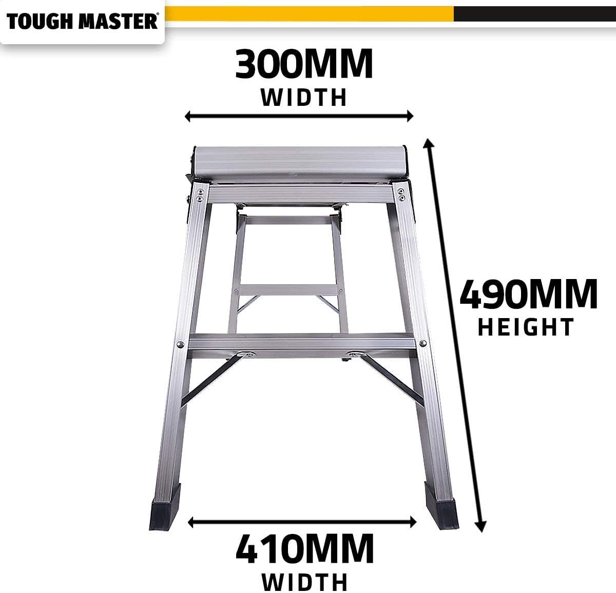 Aluminium Work Platform 760 x 300mm 2 Step Up Ladder Folding Hop Up Fold Bench Stool Work Platform Foldable Design to Sit On - Image 4