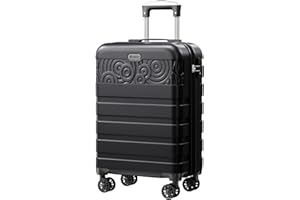 Krute Carry On Luggage 22x14x9 Airline Approved Hard Shell Luggage with Spinner Wheels, 20 Inch PC&ABS TSA Lock kids suitcase（Black）