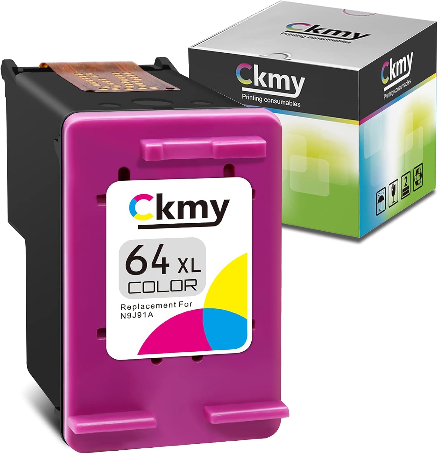 CKMY Remanufactured 64XL Ink Cartridge Replacement for HP 64 (1-Color) Used for Envy Photo 7800 7858 7155 7855 6255 6252 7158 7164 6222 7120 7130 Tango X Smart Home Wireless Showing Ink Level Printer