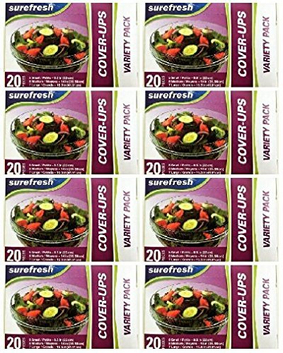 SureFresh Cover-Ups Food Covers | Elastic Stretch-to-Cover Variety Pack | 20 Covers (Pack of 8)