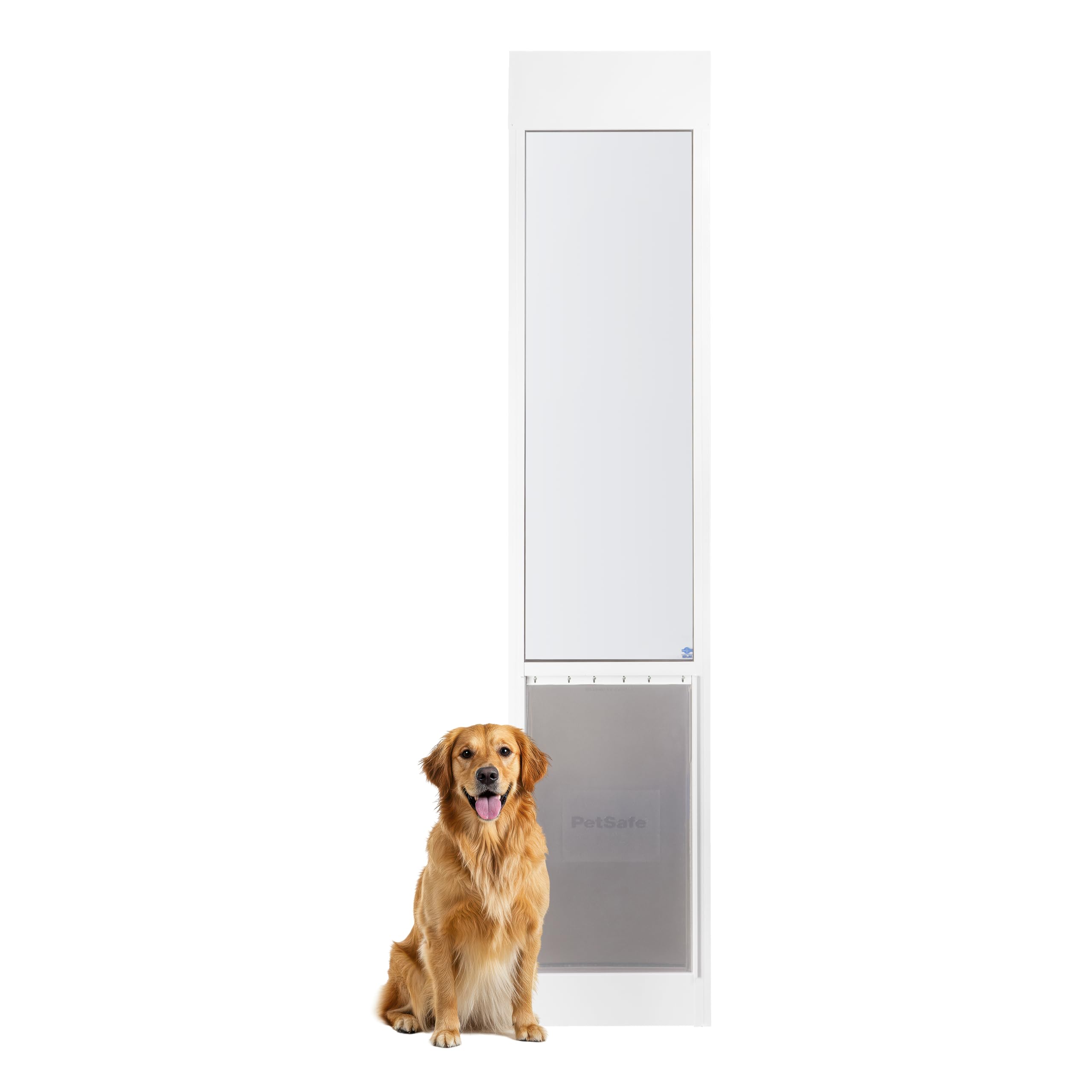 Photo 1 of PetSafe Sliding Glass Pet Door - No-Cut DIY Install Doggy Door for Renters - Aluminum Frame - Adjustable Height 75 7/8" to 81" - Ideal for Extra Large Dogs Up to 220 lb - White