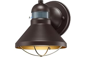 LONEDRUID Motion Sensor LED Outdoor Barn Lights Brown Exterior Wall Lantern Dusk to Dawn Outside Wall Mount Sconce Lighting Fixtures Antique Farmhouse Porch Lamp for House Patio Garage Front Door