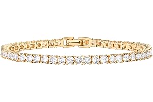PAVOI 14K Gold Plated Tennis Bracelets for Women - 3mm Cubic Zirconia Classic Gold Bracelet for Women - Trendy Fashion Jewelr