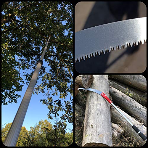 FenWi 8m Teleskop Astsäge mit gebogener Baumsäge und 800cm Alu Teleskopstange bis max. 10m Arbeitshöhe ideal als Hochentaster Zugsäge und Teleskopsäge – Bild 7