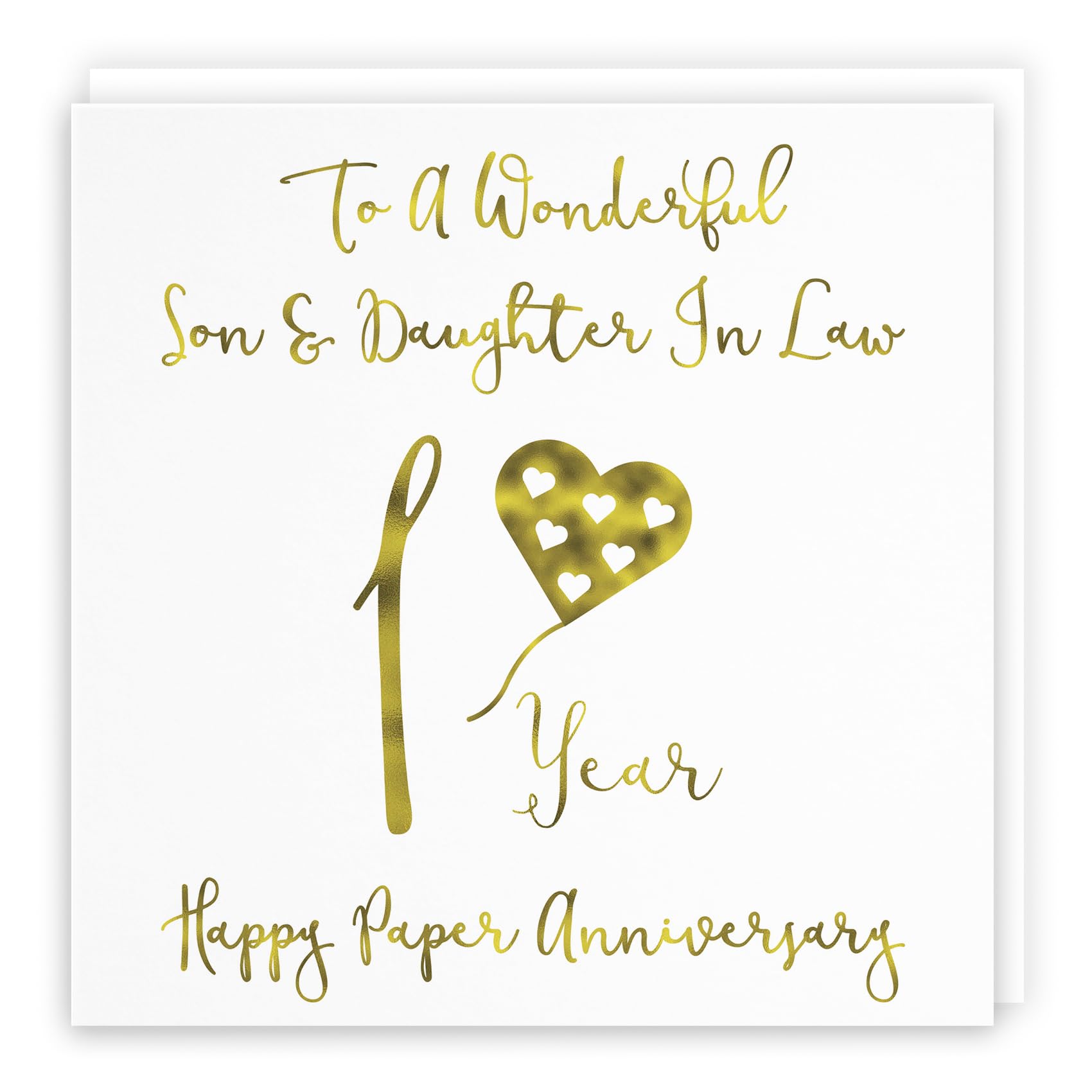 Hunts England - Son And Daughter In Law 1st Anniversary Card - To A Wonderful Son & Daughter In Law - 1 Year - Happy Paper Anniversary - Milano Collection — image 1