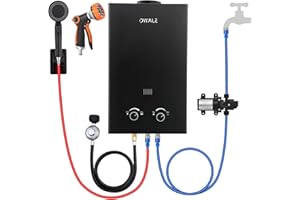 Tankless Water Heater Propane,2.11GPM 8L Outdoor Portable Water Heater,with 2 GPM Water Pump, with Digital Display Multi-Prot