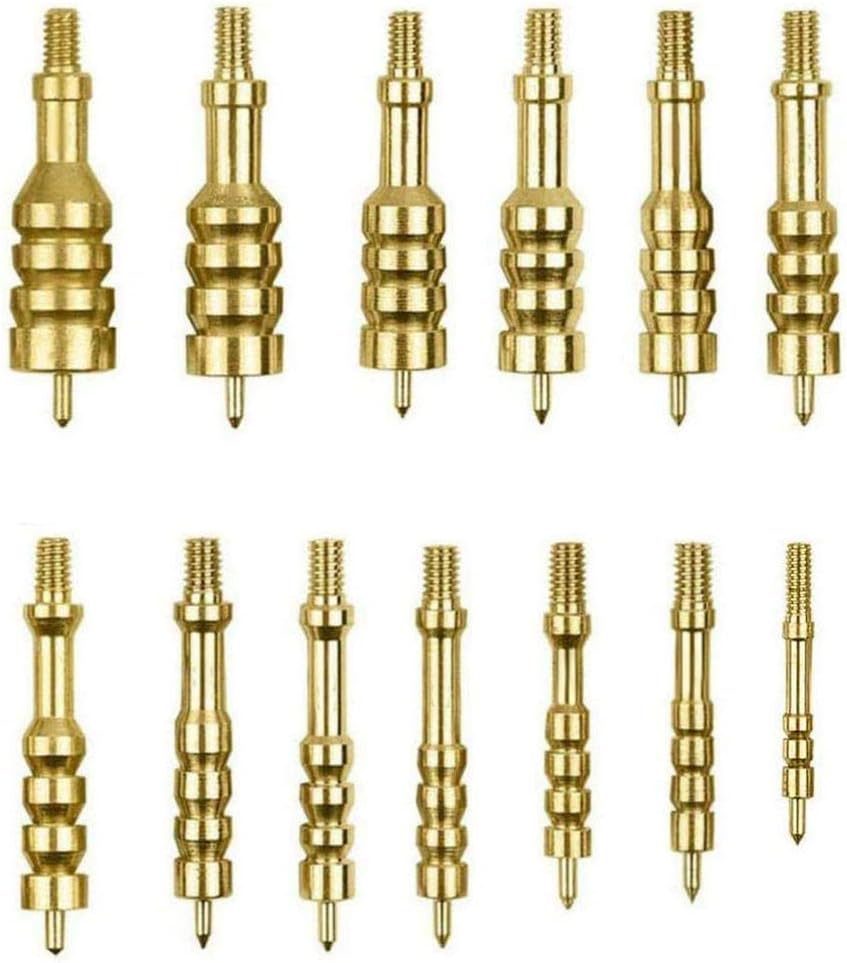 GLORYFIRE 13 Piece Brass Jag Set Solid Brass Gun Jag Set Slotted Tips for Gun Cleaning