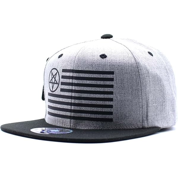 Pins & Bones Pentagram Snapback Hat - Black & Grey Gothic Star Design, Adjustable Fit