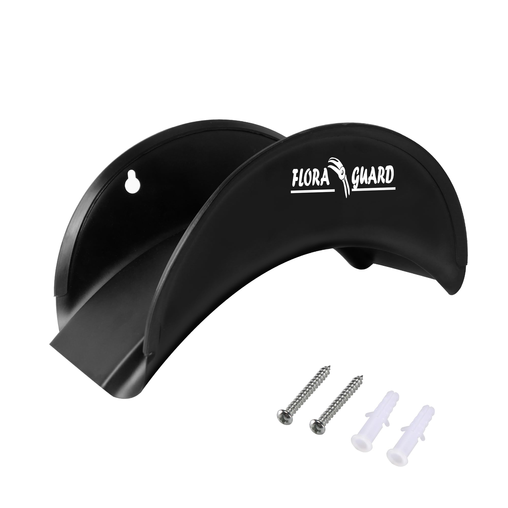 FLORA GUARD 29cm Hose Hanger, Wall-Mounted Metal Hose Holder, Anti-Corrosive Hose Bracket for Wall Storage (Black)