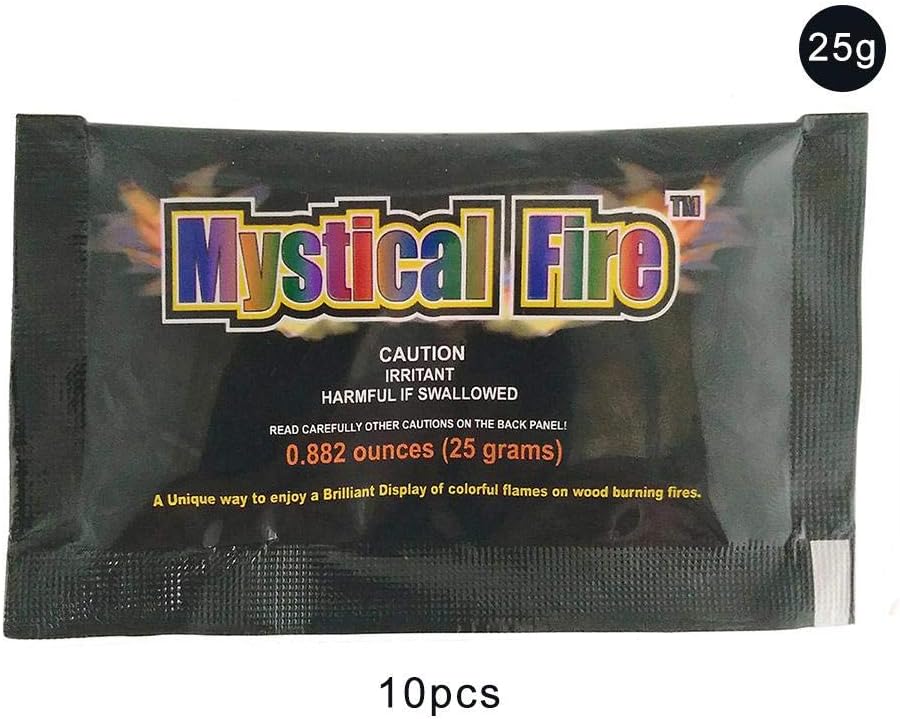 Destinely Ultimate Flames, Magic Flames, Colored Flames, Long Lasting Campfire Flames, Wood Burning, Brilliant Colors, Safe Fire Colorant, No Mess, Indoor and Outdoor Use, 10 pcs