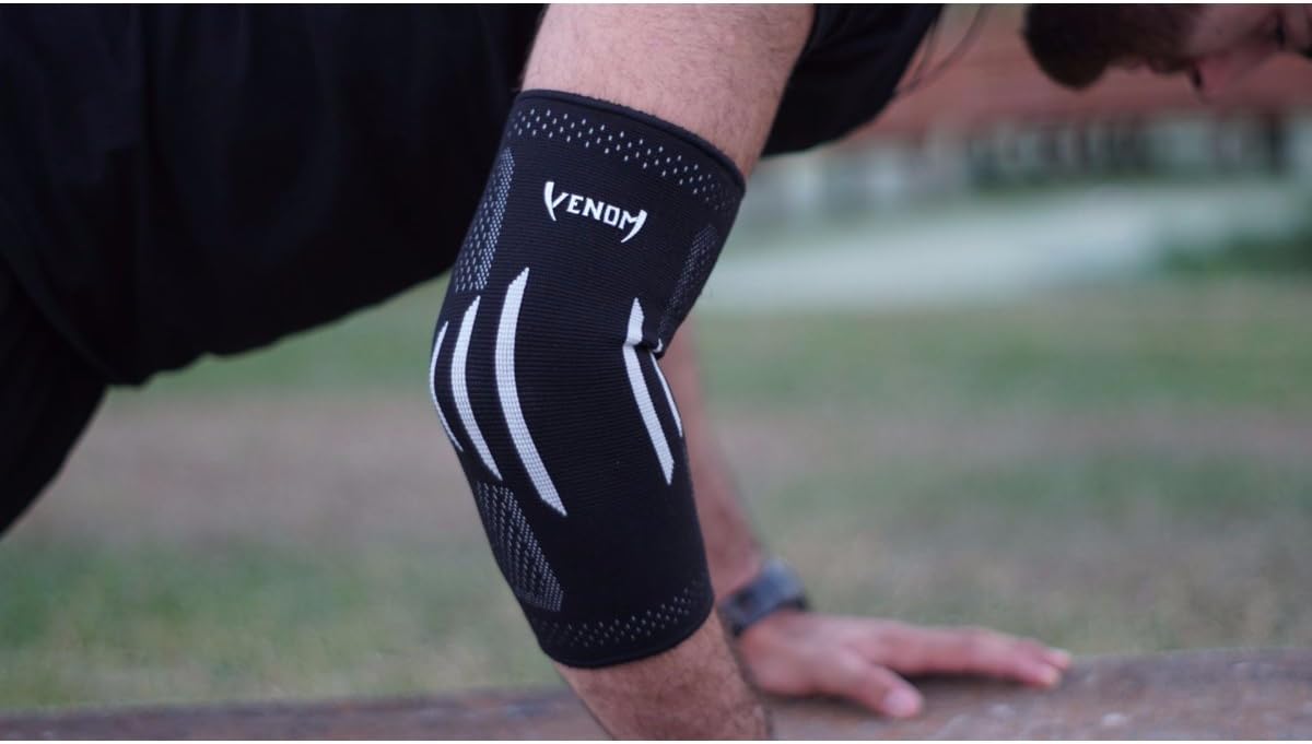 Venom Elbow Brace Compression Sleeve - Elastic Support, Tendonitis Pain, Tennis Elbow, Golfer's Elbow, Arthritis, Bursitis, Basketball, Baseball, Football, Golf, Lifting, Sports, Men, Women (Large): Health & Personal Care