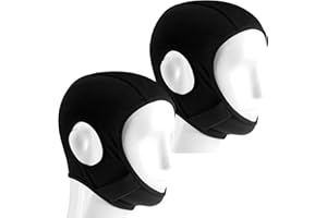 2 Pcs Wrestling Hair Cover Cap Grappling Hair Cap Black Full Cover Wrestling Headgear with Chin and Open Ears for MMA BJJ Jud