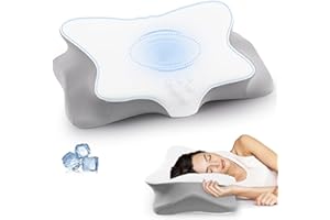 XOOWOO Cervical Neck Pillow for Pain Relief: Ergonomic Orthopedic Contour Pillow - Memory Foam Pillows (Butterfly)