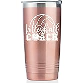 Onebttl Volleyball Coach Gift, Funny Gift Idea for Appreciation, Christmas, Birthday, 20oz Stainless Steel Insulated Travel Mug - RoseGold